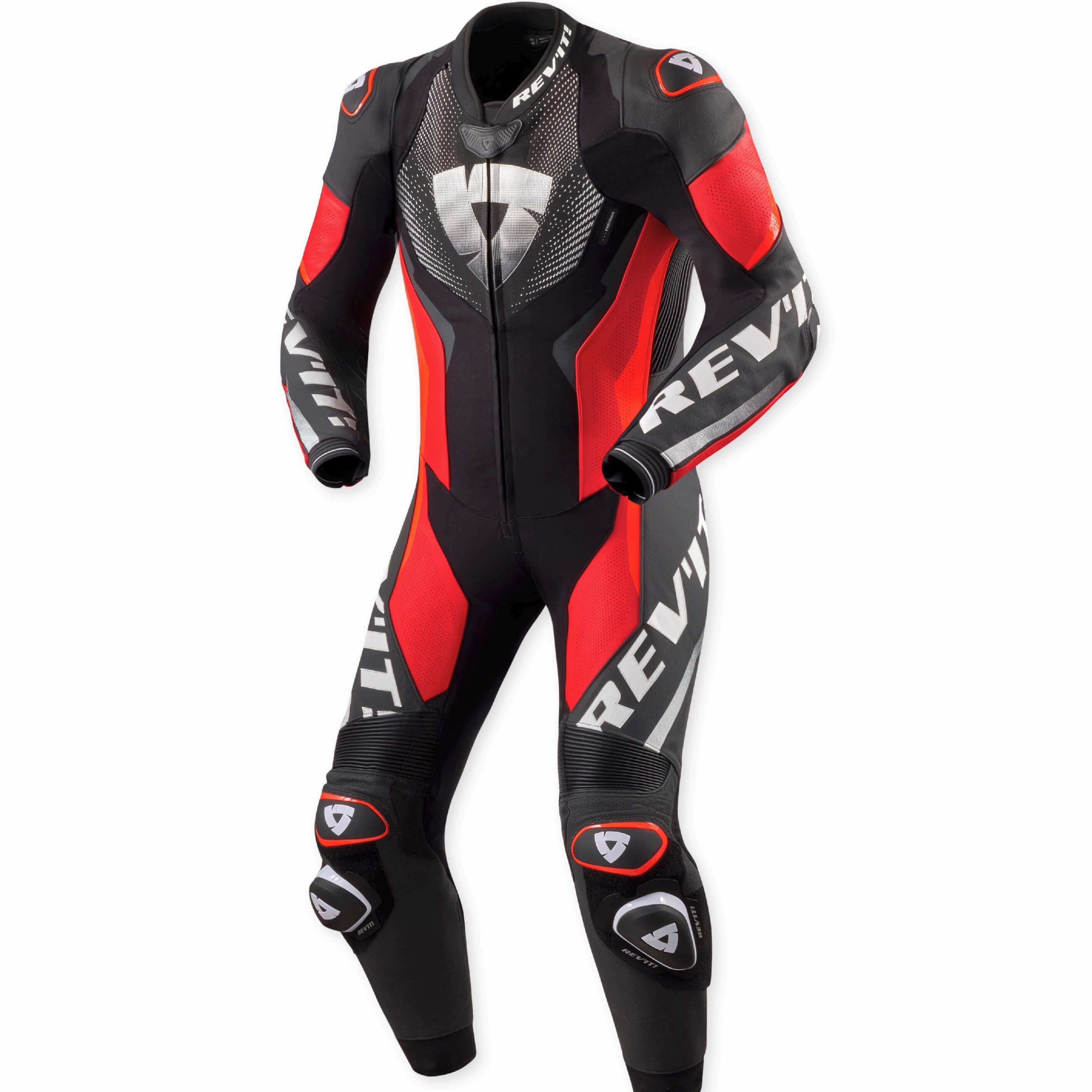 REV'IT! Einteilige Lederkombi Hyperspeed 3 Schwarz-Neon Rot