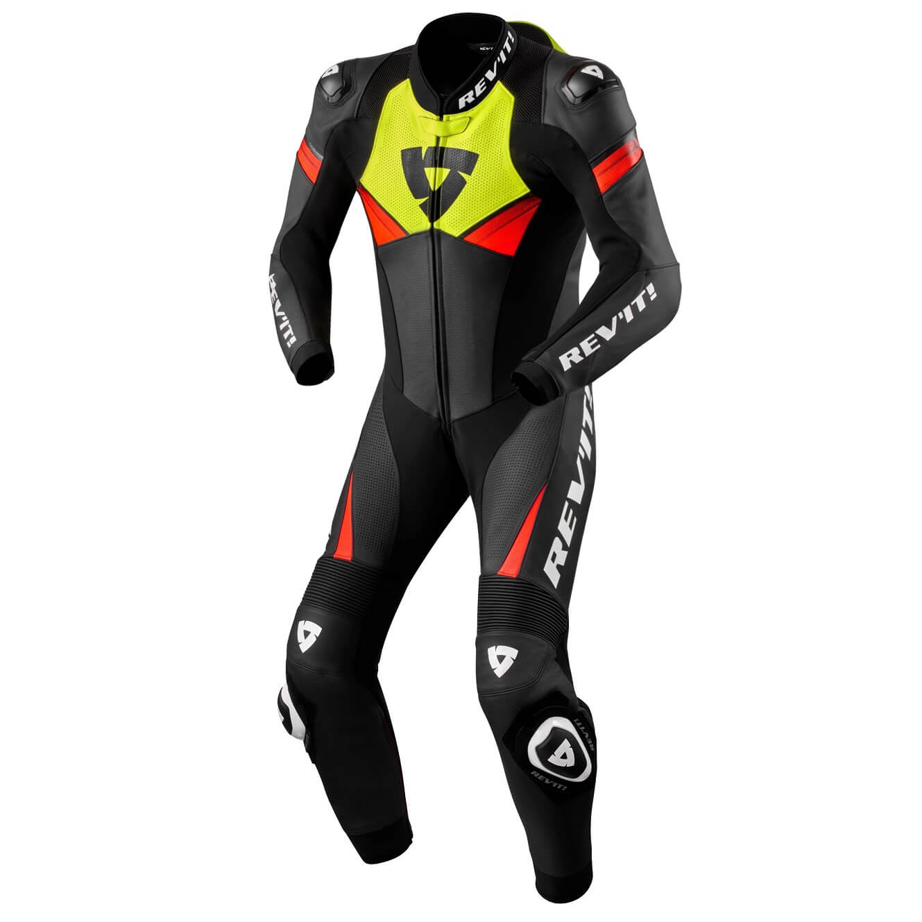 Einteilige Lederkombi Argon 2 Schwarz-Neon Gelb, Herren