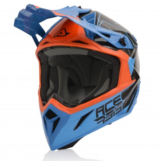 *Acerbis MX-Helm IMPACT STEEL CARBON orange/blau