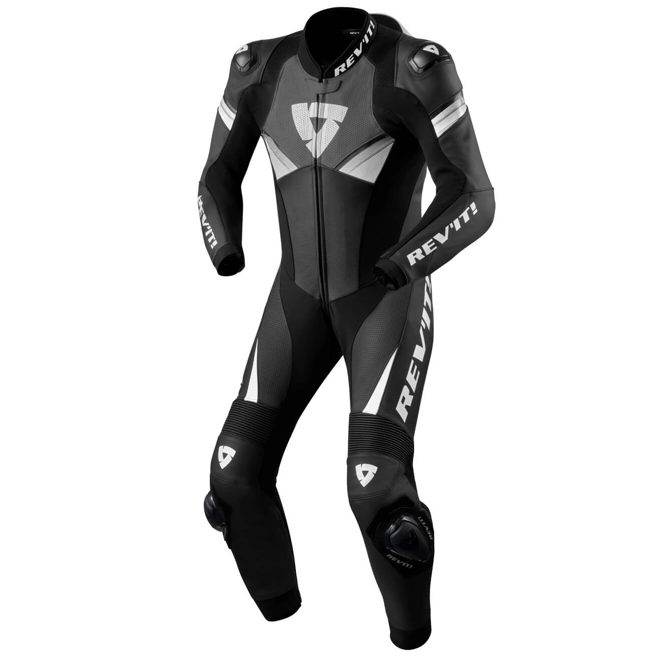 Einteilige Lederkombi Argon 2 Schwarz-Weiss, Herren