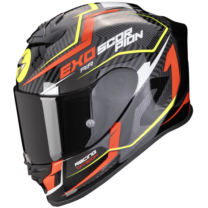 *Scorpion EXO R1 EVO AIR COUP Schwarz-Rot-Neon gelb