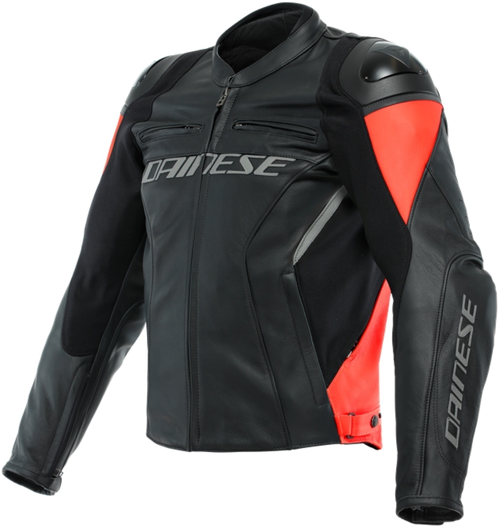 Dainese RACING 4 LEATHER JACKET BLACK/FLUO-RED