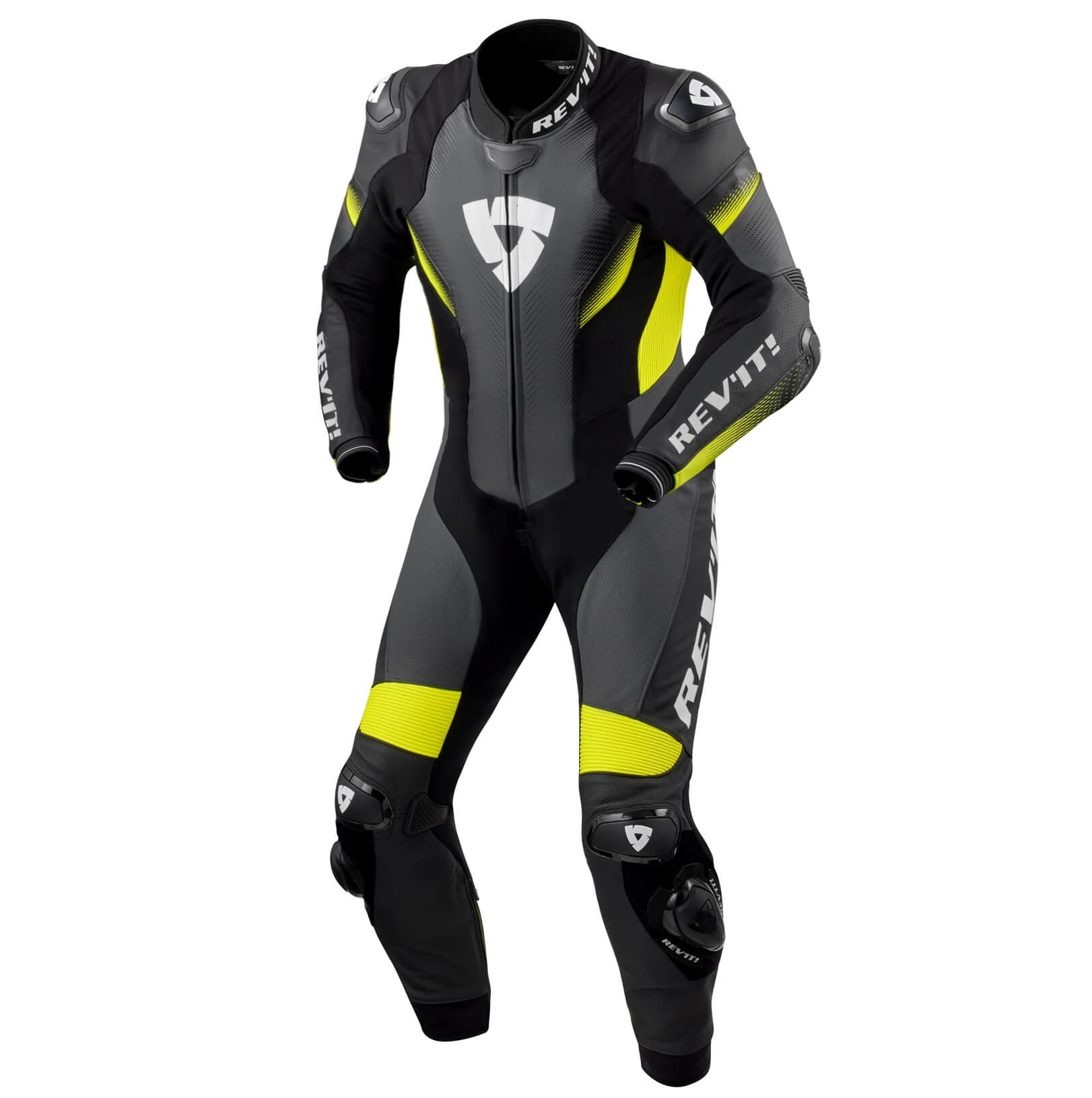 REV'IT! Einteilige Lederkombi Control Schwarz-Neon Gelb